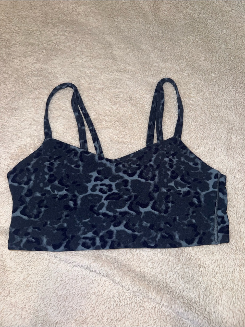 Women's Blue Gray Leopard-Print Sports Bra
